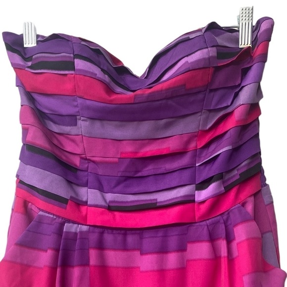 Fynn and Rose Strapless Summer Wedding Guest Cocktail Pink Purple Mini Dress - Picture 2 of 8